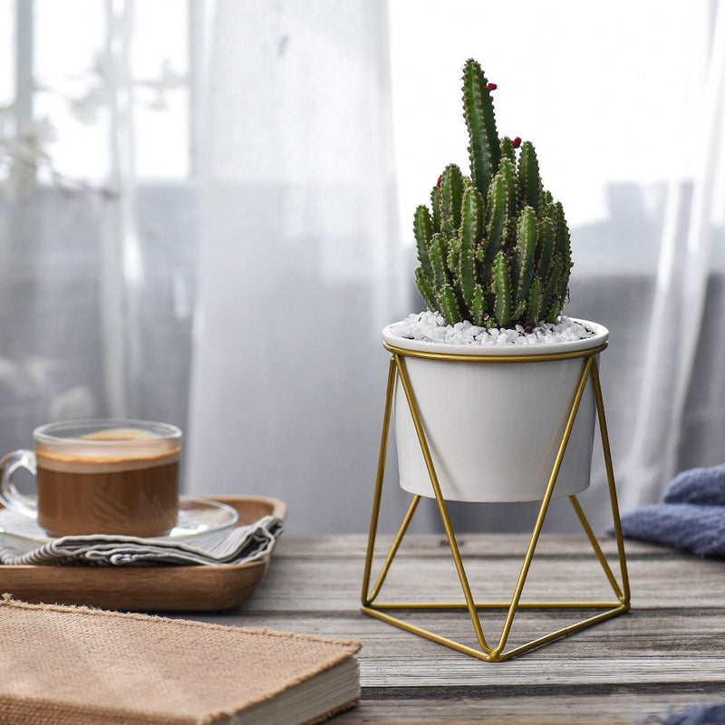 triangle shaped plant pots Triangle Stand & Planter (Gold) – The Geometric Planter